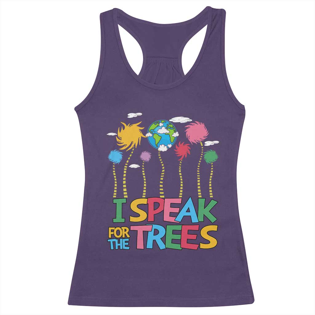Funny Earth Day I Speak For The Trees Racerback Tank Top Hippie Trees TS11 Purple Print Your Wear