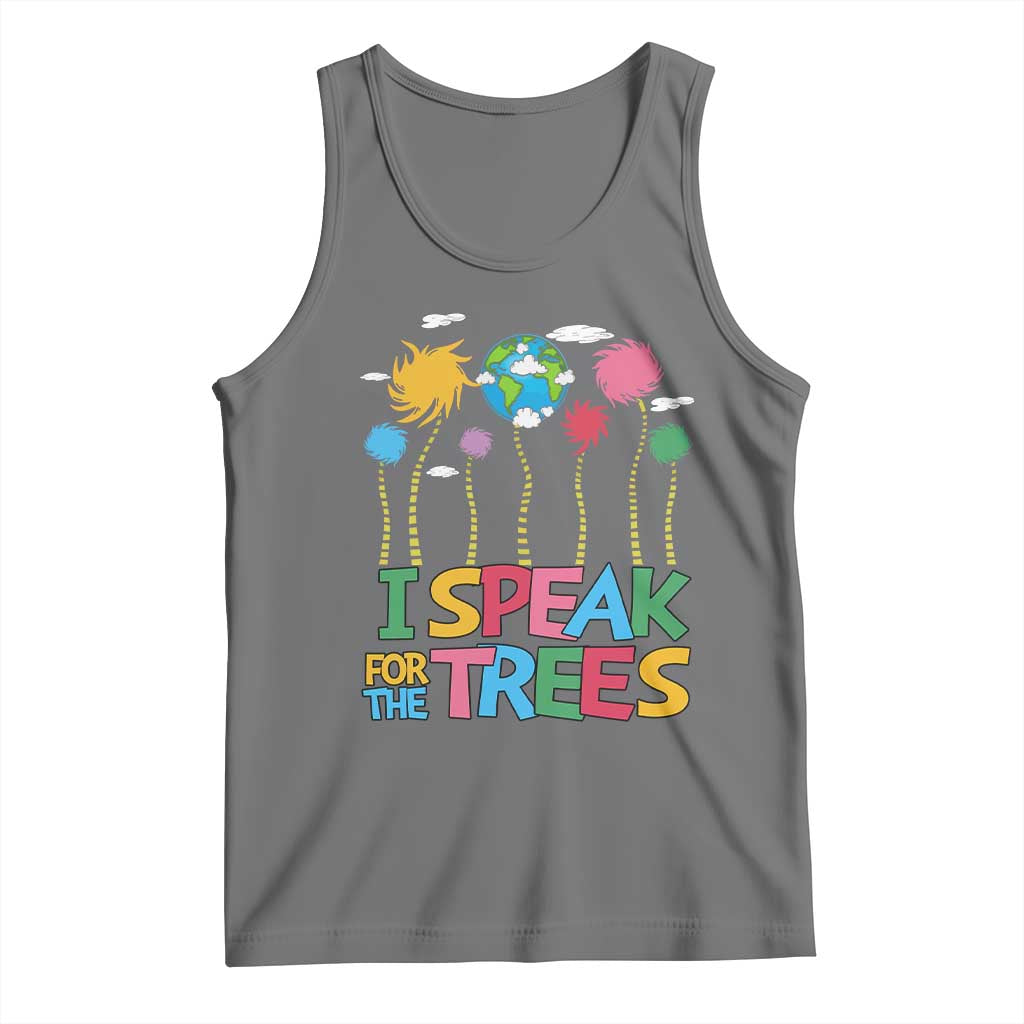Funny Earth Day I Speak For The Trees Tank Top Hippie Trees TS11 Black Heather Print Your Wear