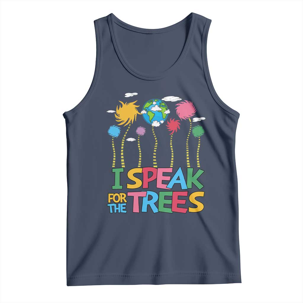 Funny Earth Day I Speak For The Trees Tank Top Hippie Trees TS11 Navy Print Your Wear