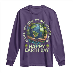 Happy Earth Day Long Sleeve Shirt We Are All Connected Let's Take Care Of The Earth TS11 Purple Print Your Wear
