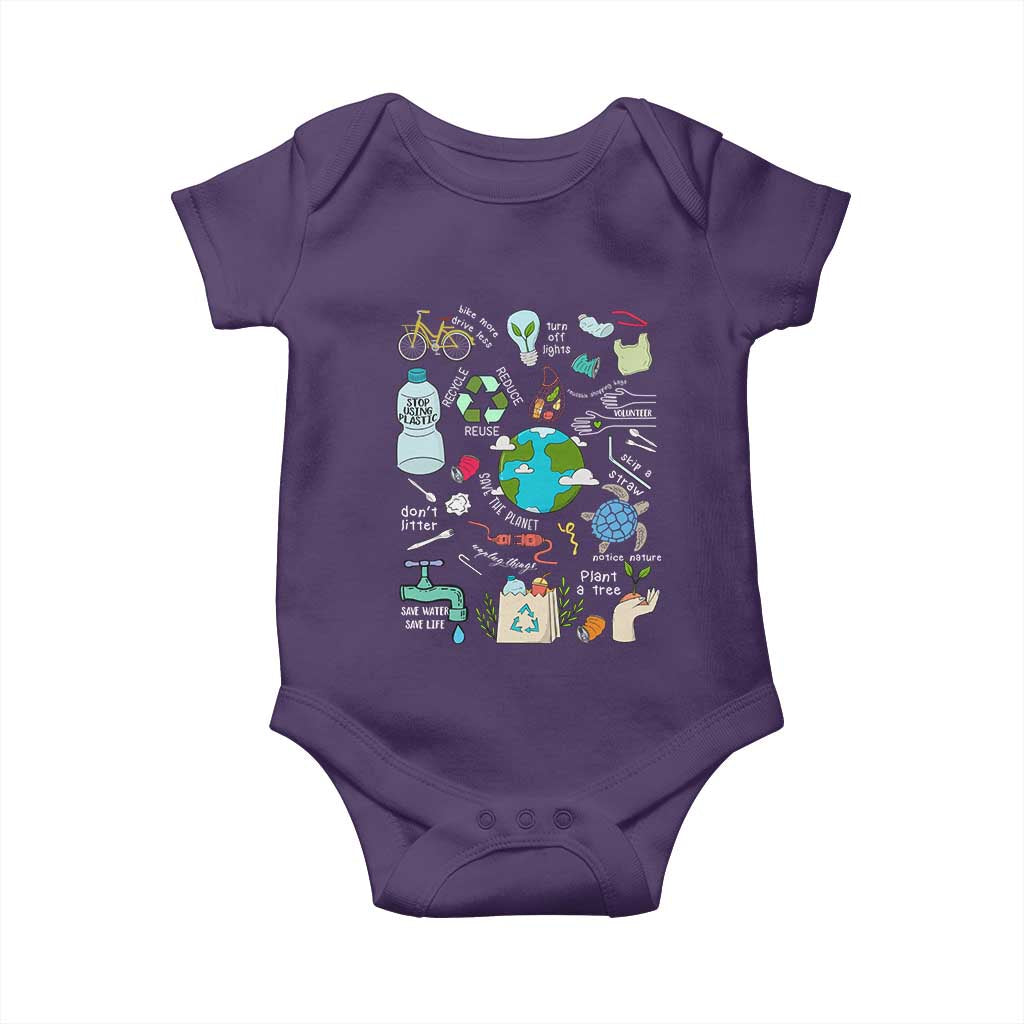 Earth Day Ecological sustainability Environment Protection Baby Onesie TS11 Purple Print Your Wear