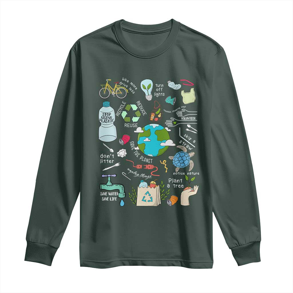 Earth Day Ecological sustainability Environment Protection Long Sleeve Shirt TS11 Dark Forest Green Print Your Wear