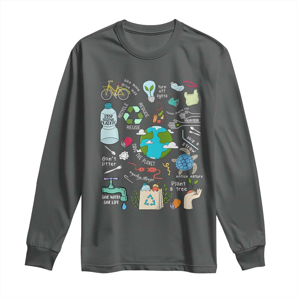Earth Day Ecological sustainability Environment Protection Long Sleeve Shirt TS11 Dark Heather Print Your Wear