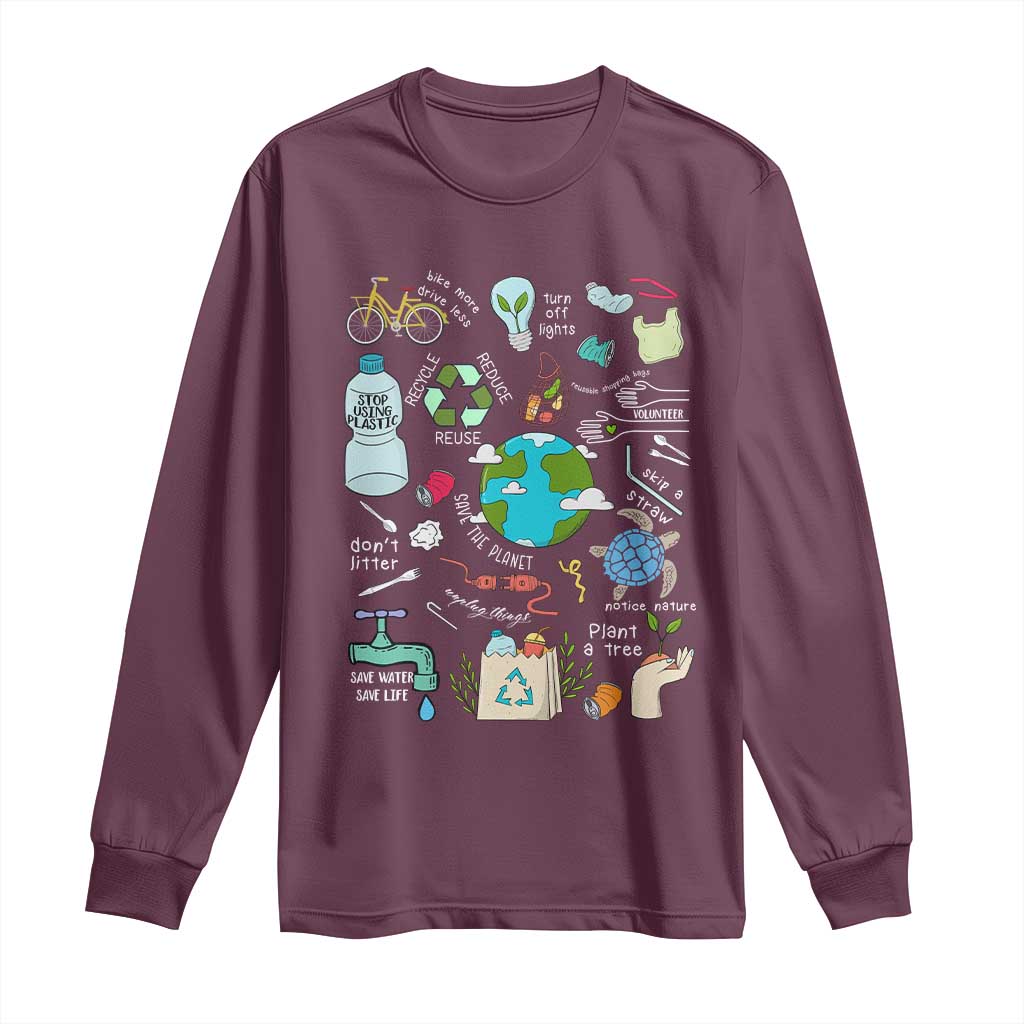 Earth Day Ecological sustainability Environment Protection Long Sleeve Shirt TS11 Maroon Print Your Wear