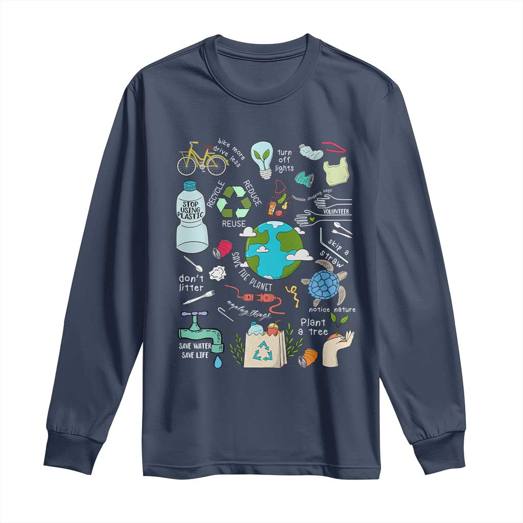 Earth Day Ecological sustainability Environment Protection Long Sleeve Shirt TS11 Navy Print Your Wear