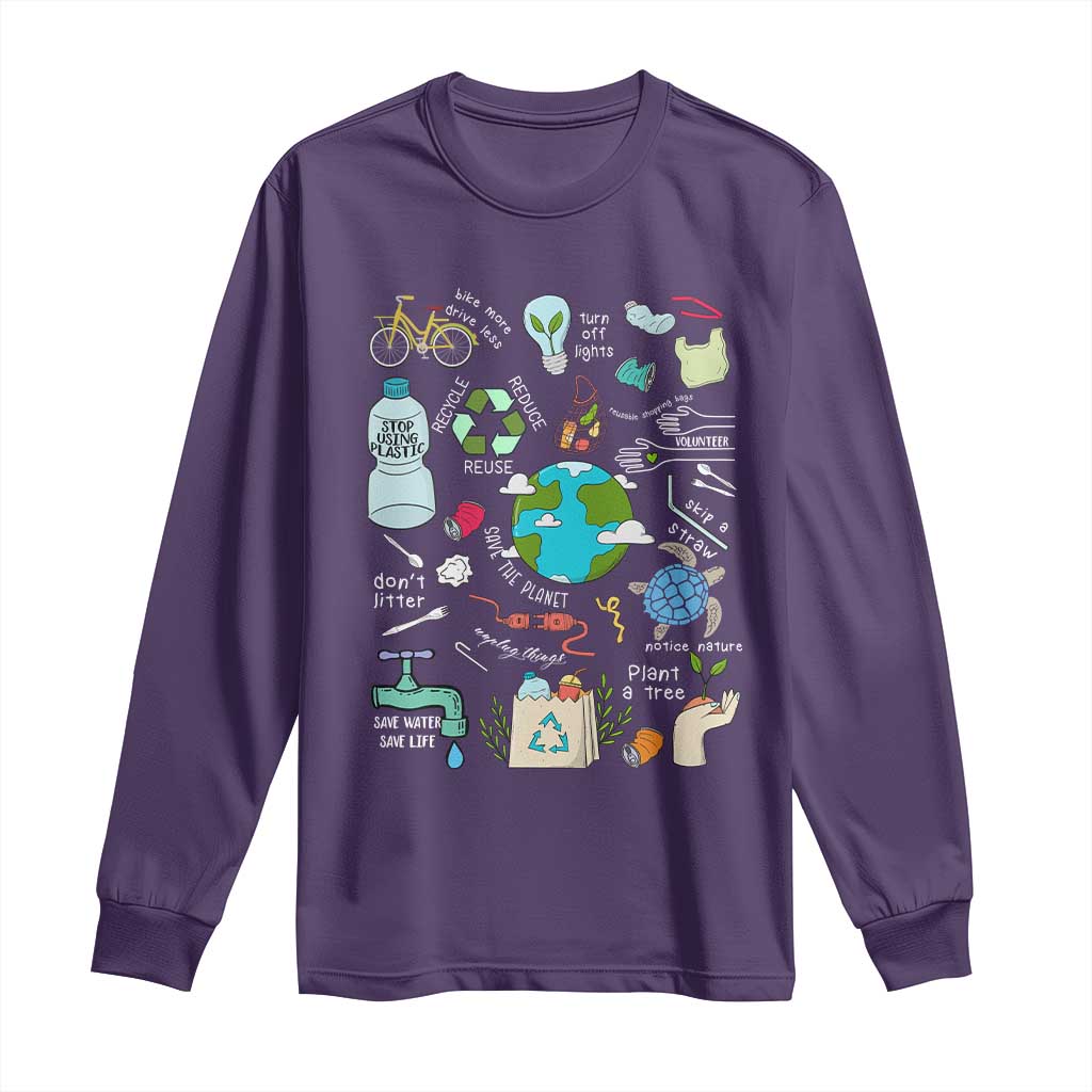 Earth Day Ecological sustainability Environment Protection Long Sleeve Shirt TS11 Purple Print Your Wear