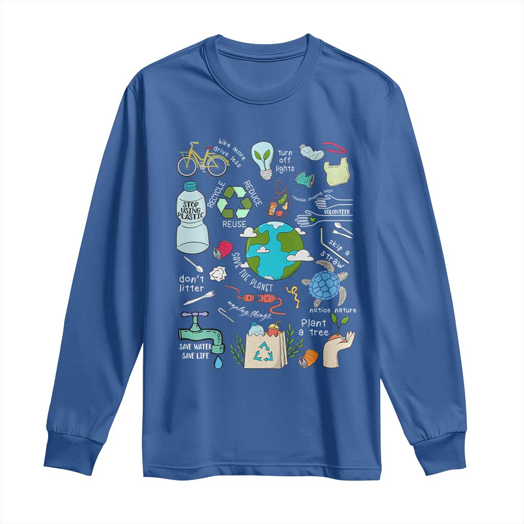 Earth Day Ecological sustainability Environment Protection Long Sleeve Shirt TS11 Royal Blue Print Your Wear
