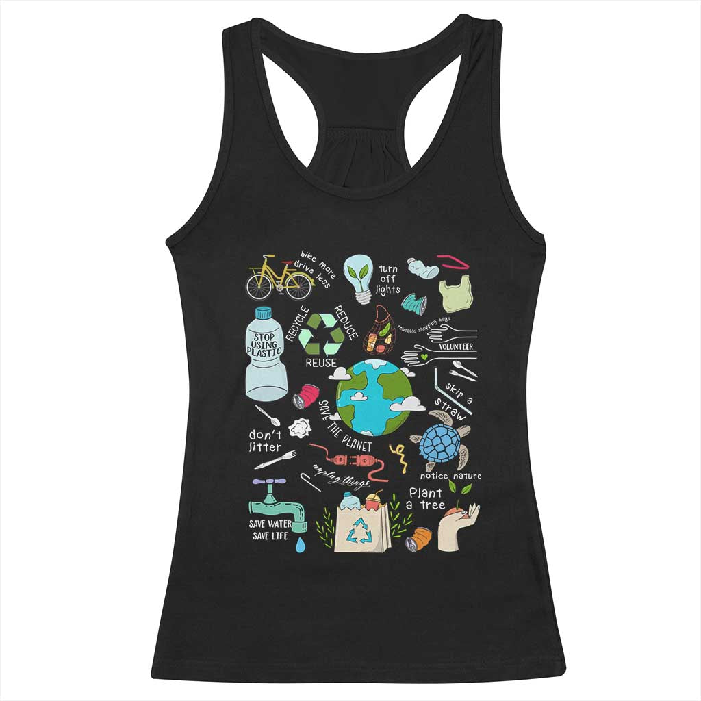 Earth Day Ecological sustainability Environment Protection Racerback Tank Top TS11 Black Print Your Wear