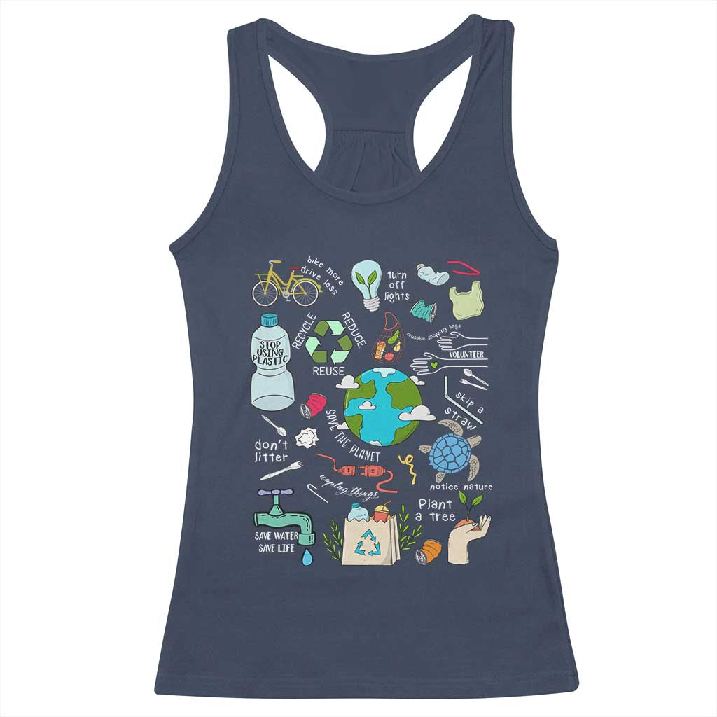 Earth Day Ecological sustainability Environment Protection Racerback Tank Top TS11 Navy Print Your Wear