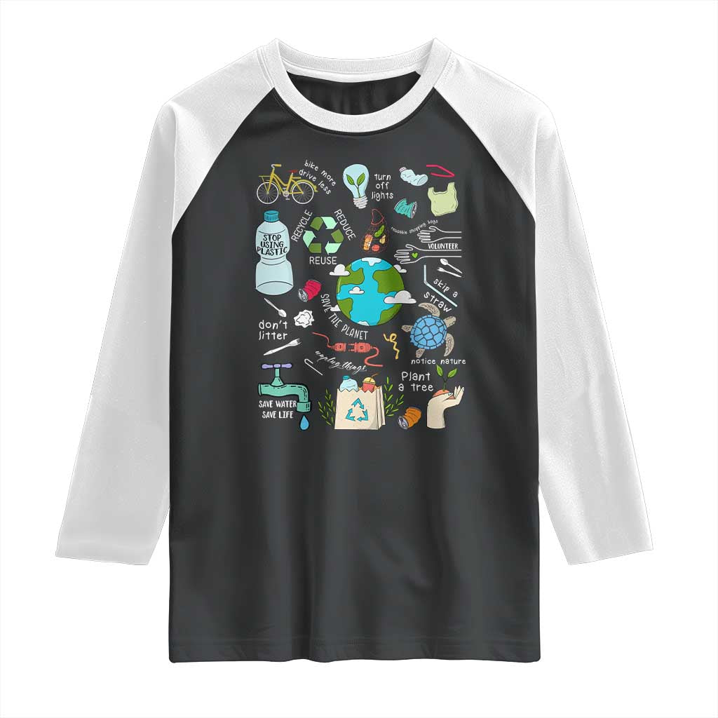 Earth Day Ecological sustainability Environment Protection Raglan Shirt TS11 Black White Print Your Wear