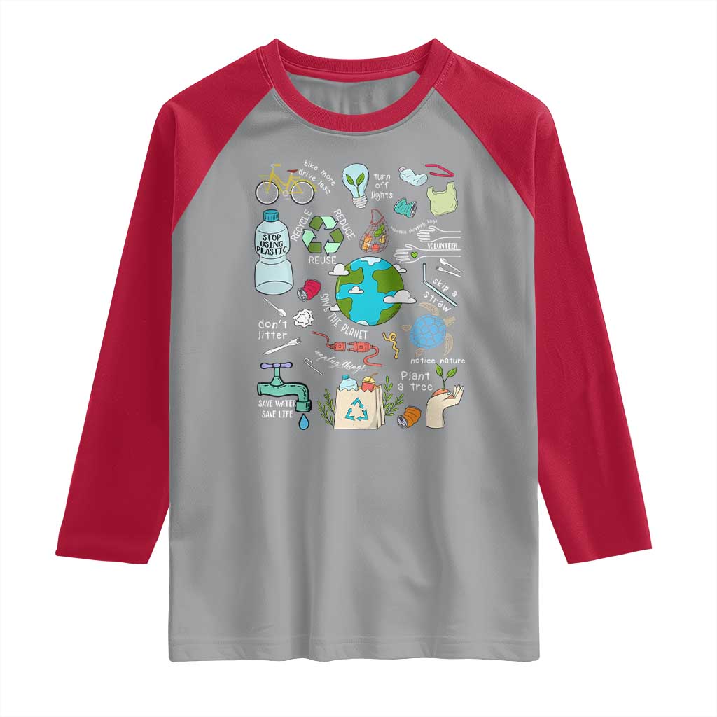 Earth Day Ecological sustainability Environment Protection Raglan Shirt TS11 Sport Gray Red Print Your Wear