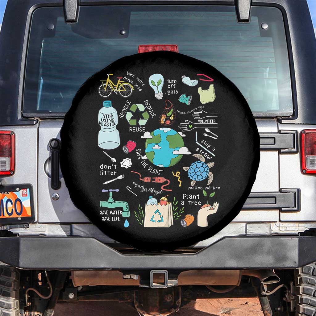 Earth Day Ecological sustainability Environment Protection Spare Tire Cover TS11 No hole Black Print Your Wear