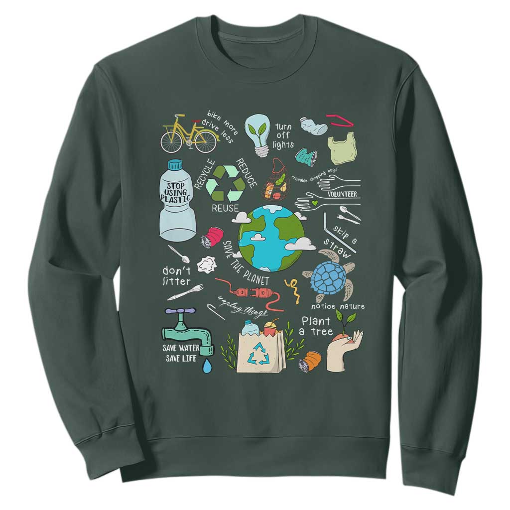 Earth Day Ecological sustainability Environment Protection Sweatshirt TS11 Dark Forest Green Print Your Wear