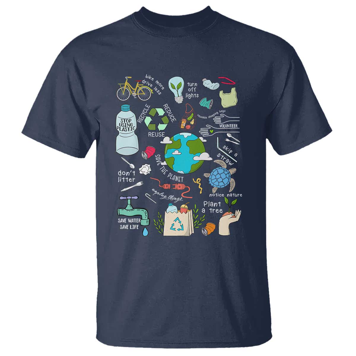 Earth Day Ecological sustainability Environment Protection T Shirt TS11 Navy Print Your Wear