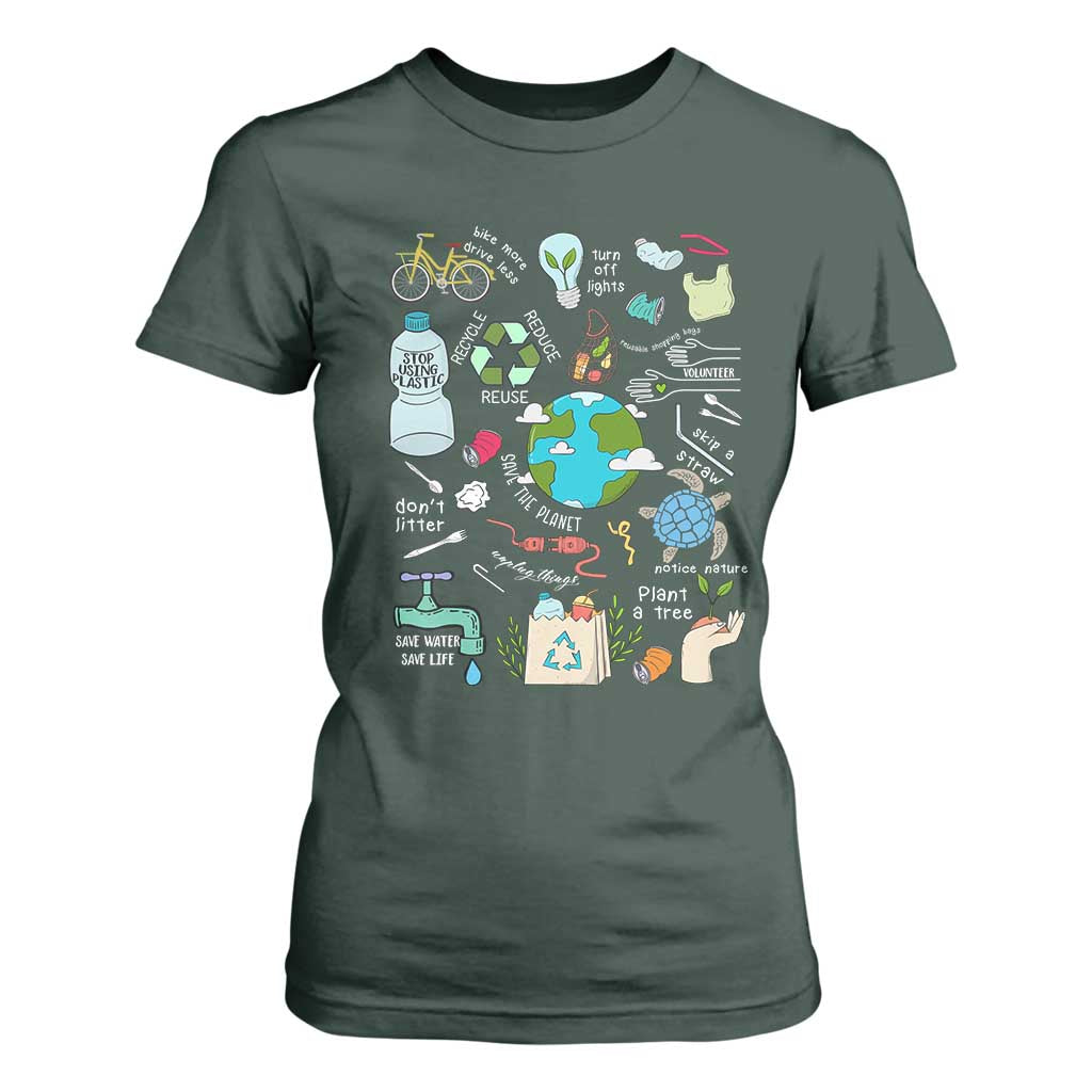 Earth Day Ecological sustainability Environment Protection T Shirt For Women TS11 Dark Forest Green Print Your Wear