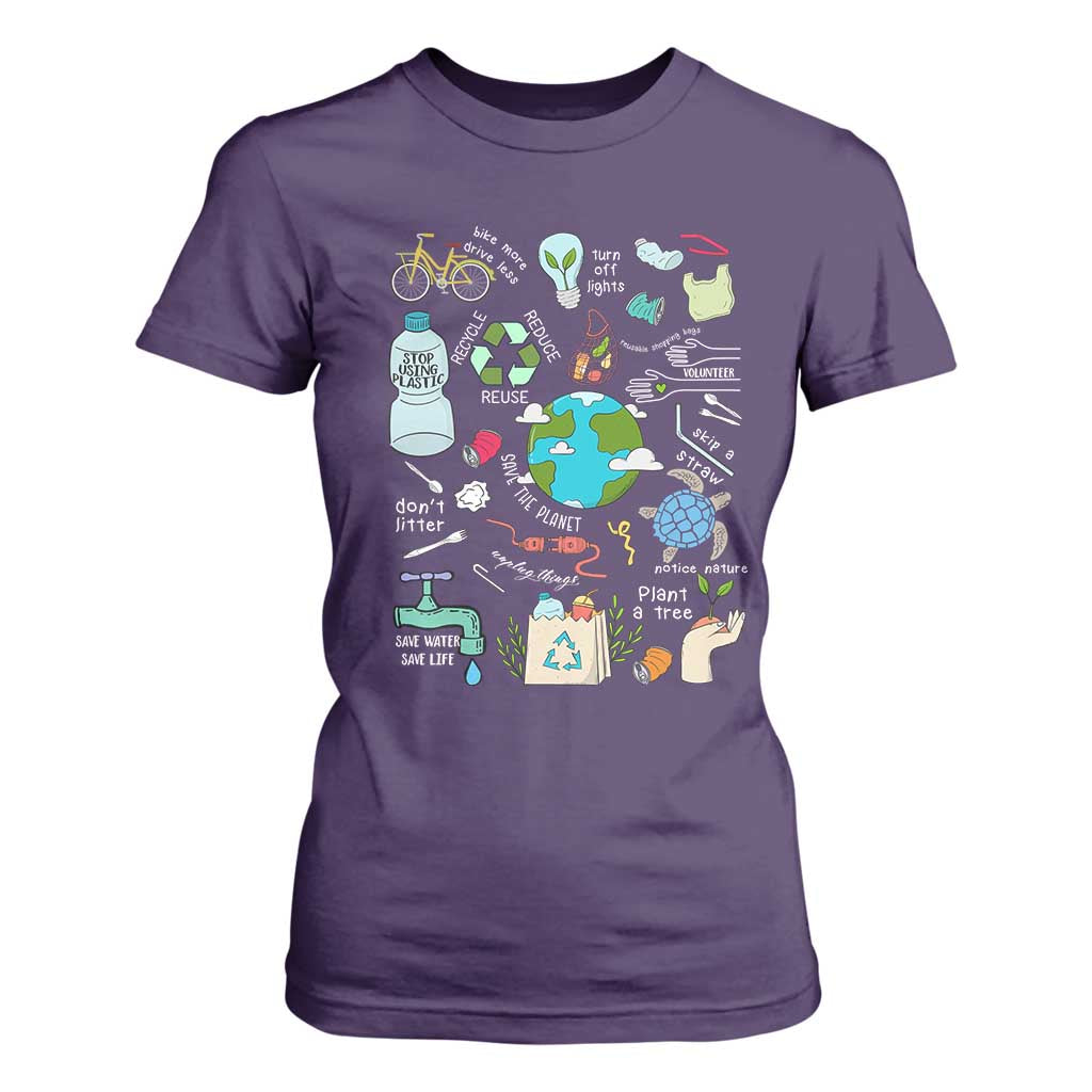 Earth Day Ecological sustainability Environment Protection T Shirt For Women TS11 Purple Print Your Wear