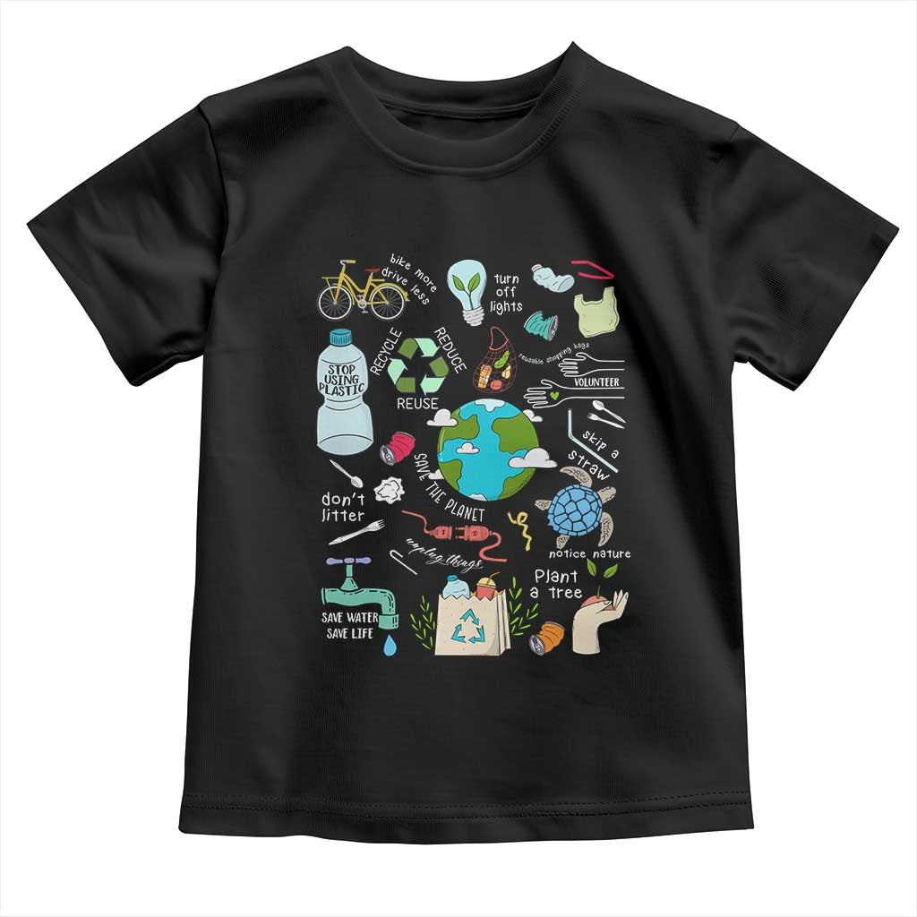 Earth Day Ecological sustainability Environment Protection Toddler T Shirt TS11 Black Print Your Wear