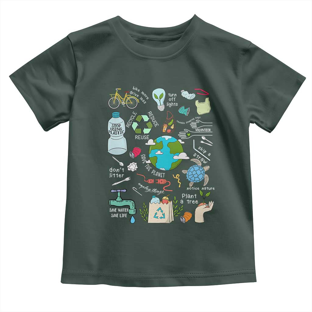 Earth Day Ecological sustainability Environment Protection Toddler T Shirt TS11 Dark Forest Green Print Your Wear