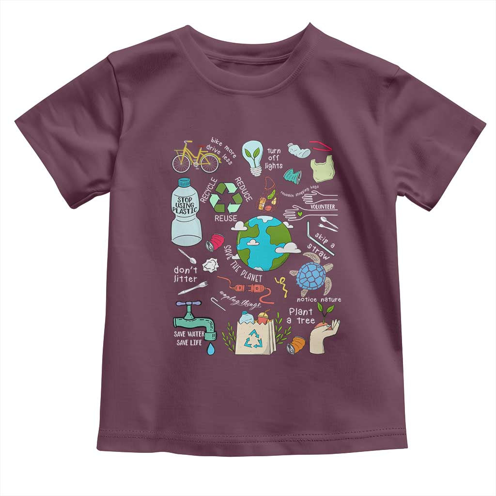 Earth Day Ecological sustainability Environment Protection Toddler T Shirt TS11 Maroon Print Your Wear