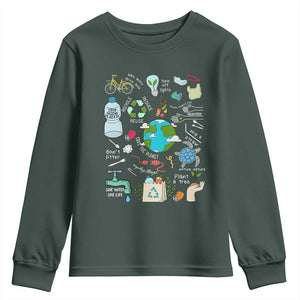 Earth Day Ecological sustainability Environment Protection Youth Sweatshirt TS11 Dark Forest Green Print Your Wear