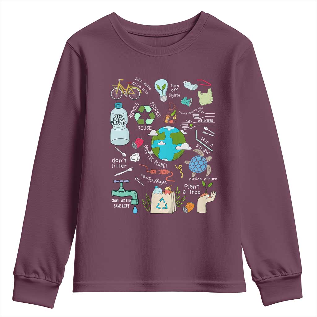 Earth Day Ecological sustainability Environment Protection Youth Sweatshirt TS11 Maroon Print Your Wear
