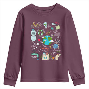Earth Day Ecological sustainability Environment Protection Youth Sweatshirt TS11 Maroon Print Your Wear