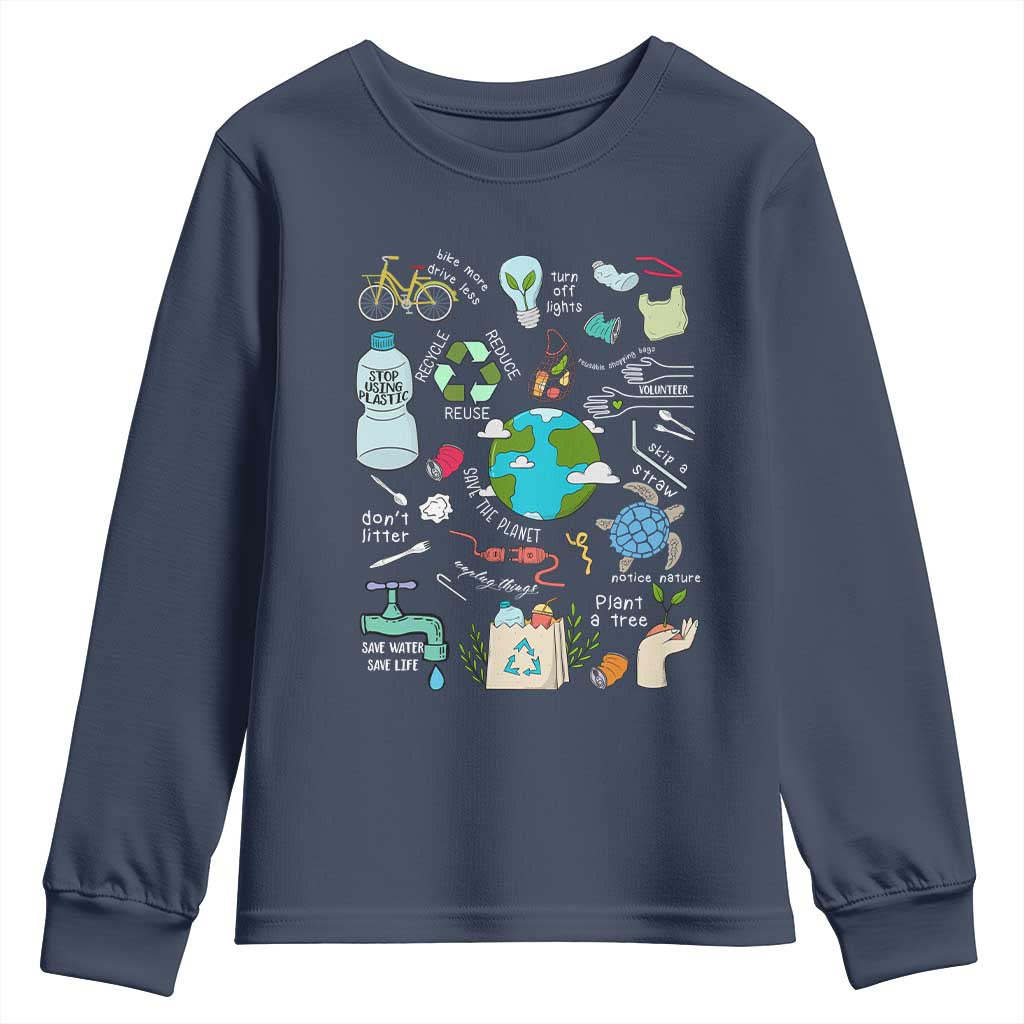 Earth Day Ecological sustainability Environment Protection Youth Sweatshirt TS11 Navy Print Your Wear