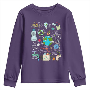 Earth Day Ecological sustainability Environment Protection Youth Sweatshirt TS11 Purple Print Your Wear