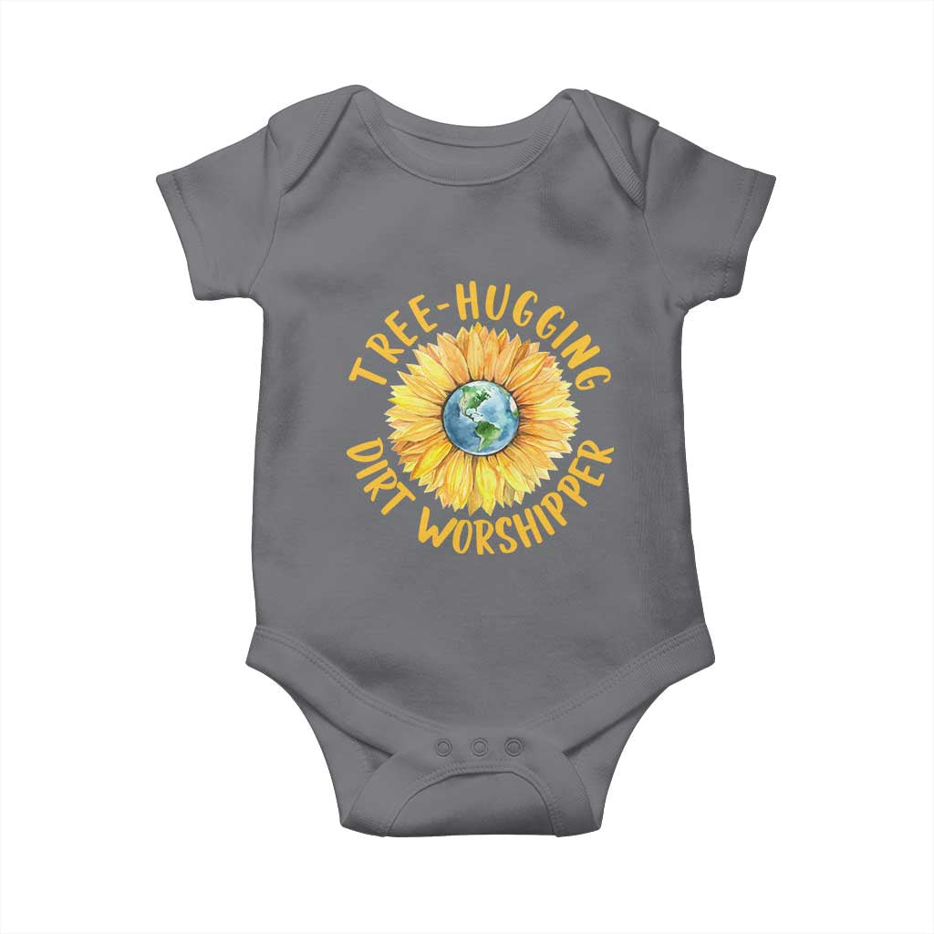 Earth Day Tree Hugging Dirt Worshipper Baby Onesie Earth Sunflower TS11 Charcoal Print Your Wear