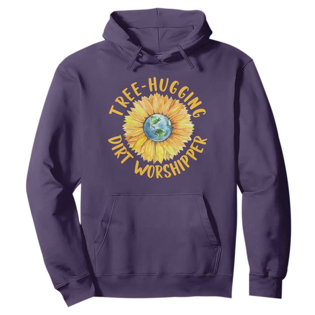 Earth Day Tree Hugging Dirt Worshipper Hoodie Earth Sunflower TS11 Purple Print Your Wear