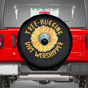 Earth Day Tree Hugging Dirt Worshipper Spare Tire Cover Earth Sunflower TS11 Black Print Your Wear
