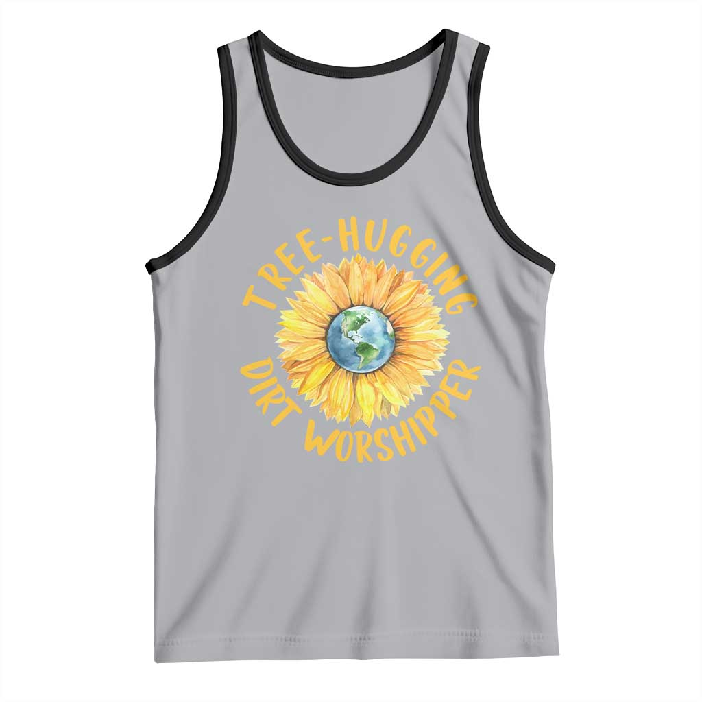 Earth Day Tree Hugging Dirt Worshipper Tank Top Earth Sunflower TS11 Athletic Heather Black Print Your Wear