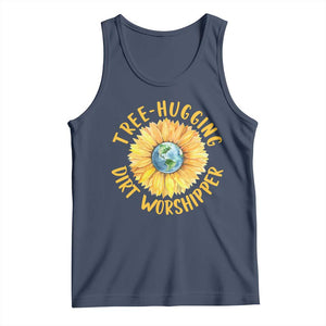 Earth Day Tree Hugging Dirt Worshipper Tank Top Earth Sunflower TS11 Navy Print Your Wear