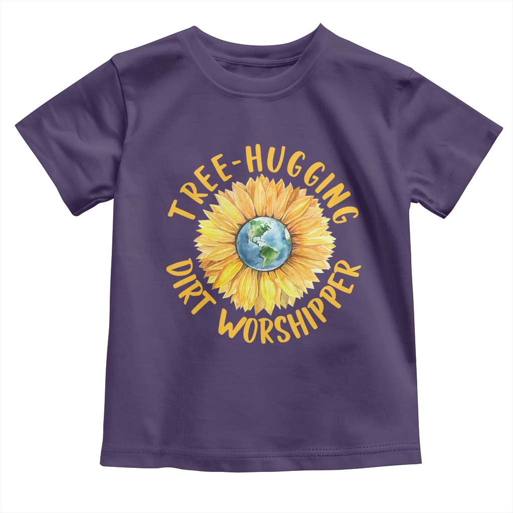 Earth Day Tree Hugging Dirt Worshipper Toddler T Shirt Earth Sunflower TS11 Purple Print Your Wear