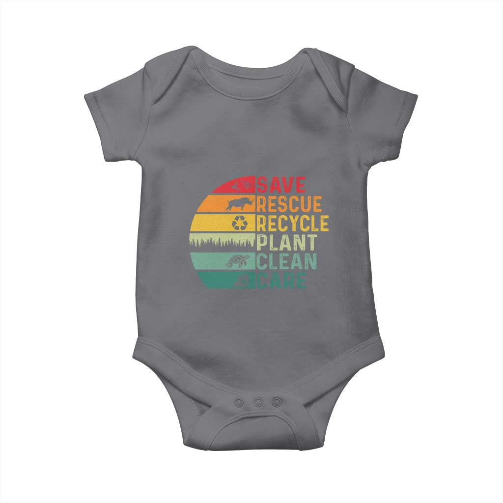 Earth Day Baby Onesie Save Bees Rescue Animals Recycle Plastic TS11 Charcoal Print Your Wear