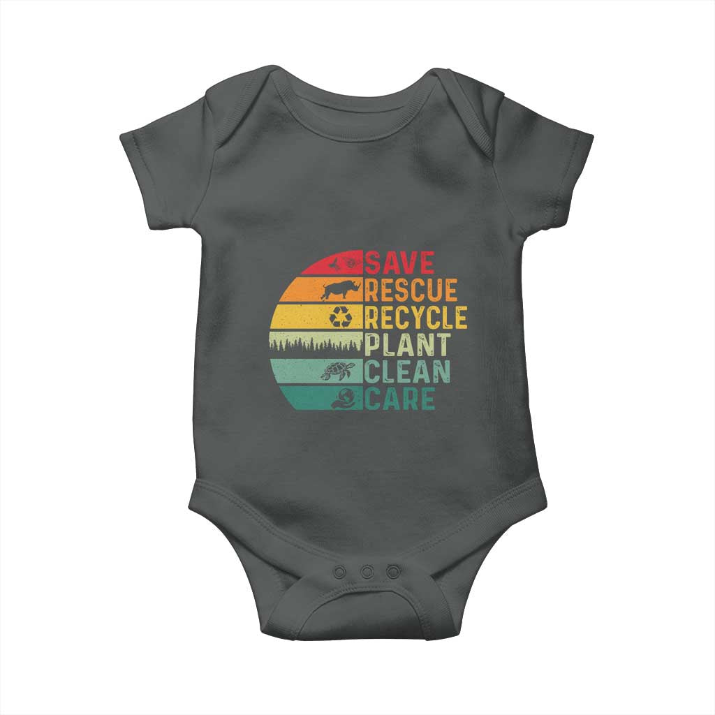 Earth Day Baby Onesie Save Bees Rescue Animals Recycle Plastic TS11 Dark Heather Print Your Wear
