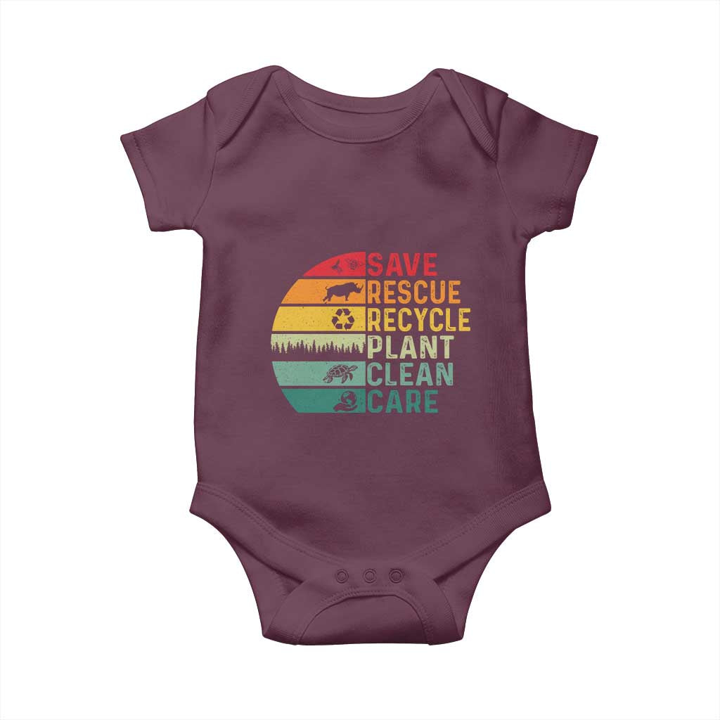 Earth Day Baby Onesie Save Bees Rescue Animals Recycle Plastic TS11 Maroon Print Your Wear