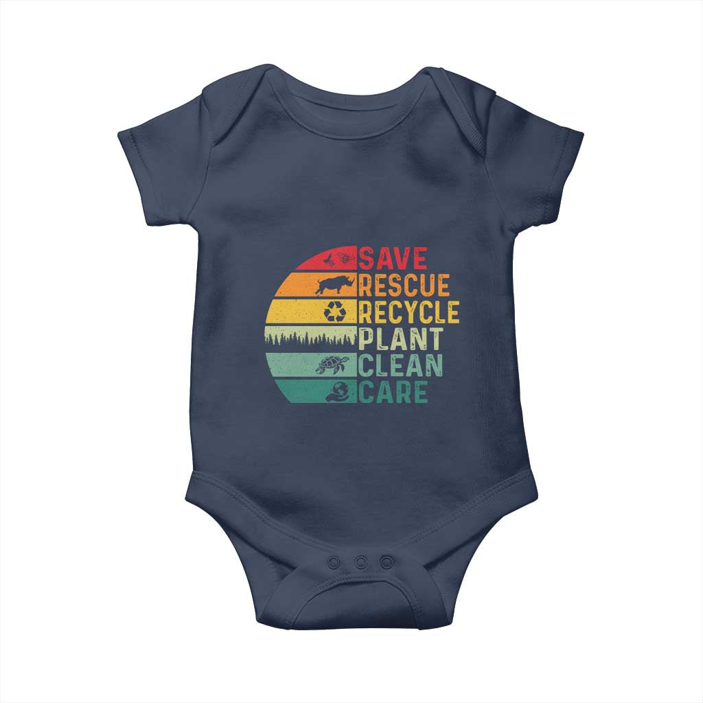 Earth Day Baby Onesie Save Bees Rescue Animals Recycle Plastic TS11 Navy Print Your Wear