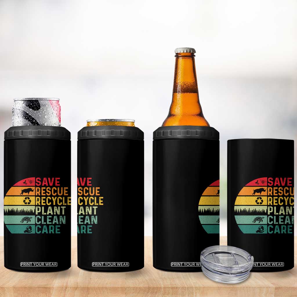 Earth Day 4 in 1 Can Cooler Tumbler Save Bees Rescue Animals Recycle Plastic TS11 Print Your Wear