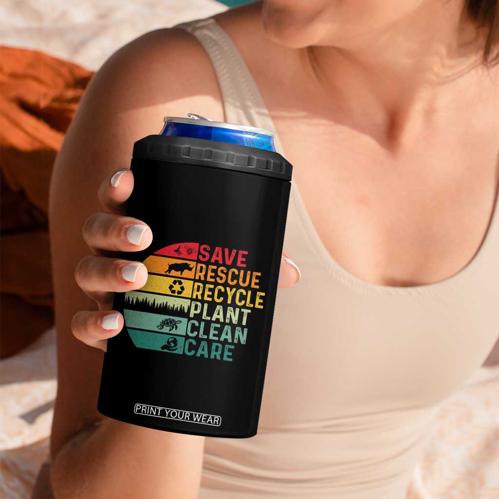 Earth Day 4 in 1 Can Cooler Tumbler Save Bees Rescue Animals Recycle Plastic TS11 Print Your Wear