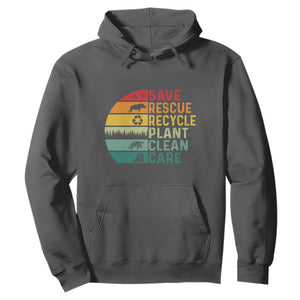 Earth Day Hoodie Save Bees Rescue Animals Recycle Plastic TS11 Dark Heather Print Your Wear