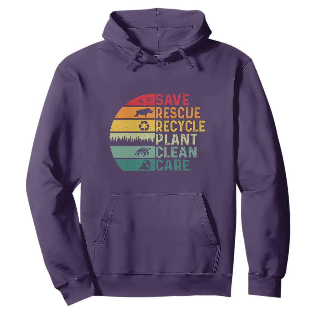 Earth Day Hoodie Save Bees Rescue Animals Recycle Plastic TS11 Purple Print Your Wear