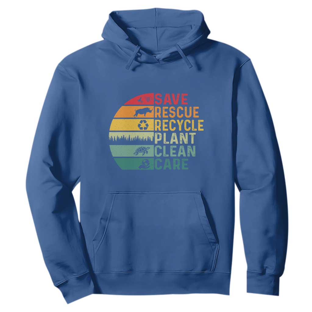 Earth Day Hoodie Save Bees Rescue Animals Recycle Plastic TS11 Royal Blue Print Your Wear