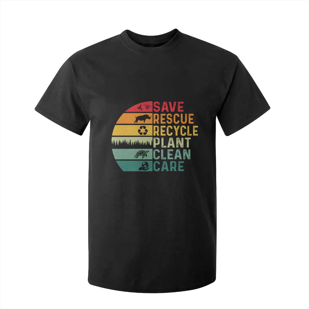 Earth Day T Shirt For Kid Save Bees Rescue Animals Recycle Plastic TS11 Black Print Your Wear