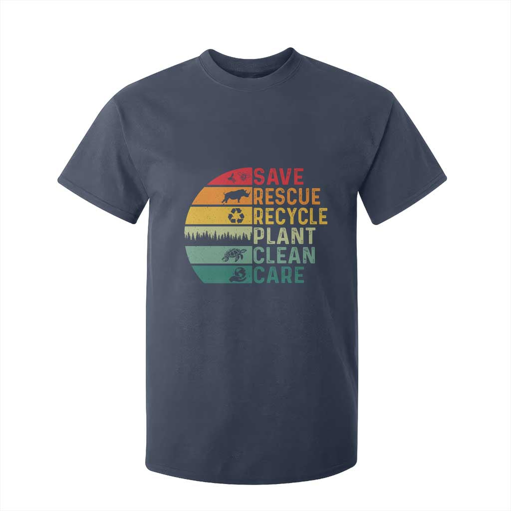 Earth Day T Shirt For Kid Save Bees Rescue Animals Recycle Plastic TS11 Navy Print Your Wear