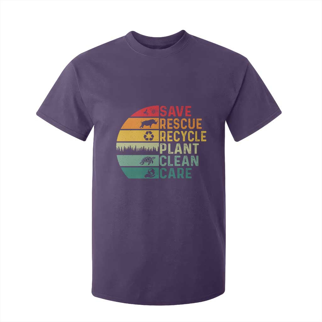 Earth Day T Shirt For Kid Save Bees Rescue Animals Recycle Plastic TS11 Purple Print Your Wear