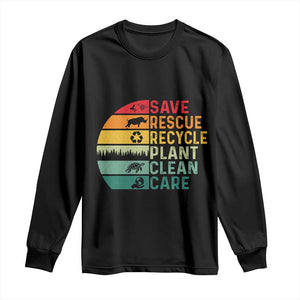 Earth Day Long Sleeve Shirt Save Bees Rescue Animals Recycle Plastic TS11 Black Print Your Wear