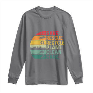 Earth Day Long Sleeve Shirt Save Bees Rescue Animals Recycle Plastic TS11 Charcoal Print Your Wear
