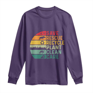 Earth Day Long Sleeve Shirt Save Bees Rescue Animals Recycle Plastic TS11 Purple Print Your Wear