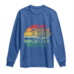 Earth Day Long Sleeve Shirt Save Bees Rescue Animals Recycle Plastic TS11 Royal Blue Print Your Wear